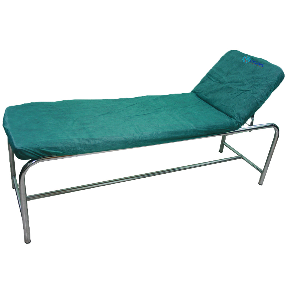 Sábana ajustable de tejido para camas y camillas de color verde